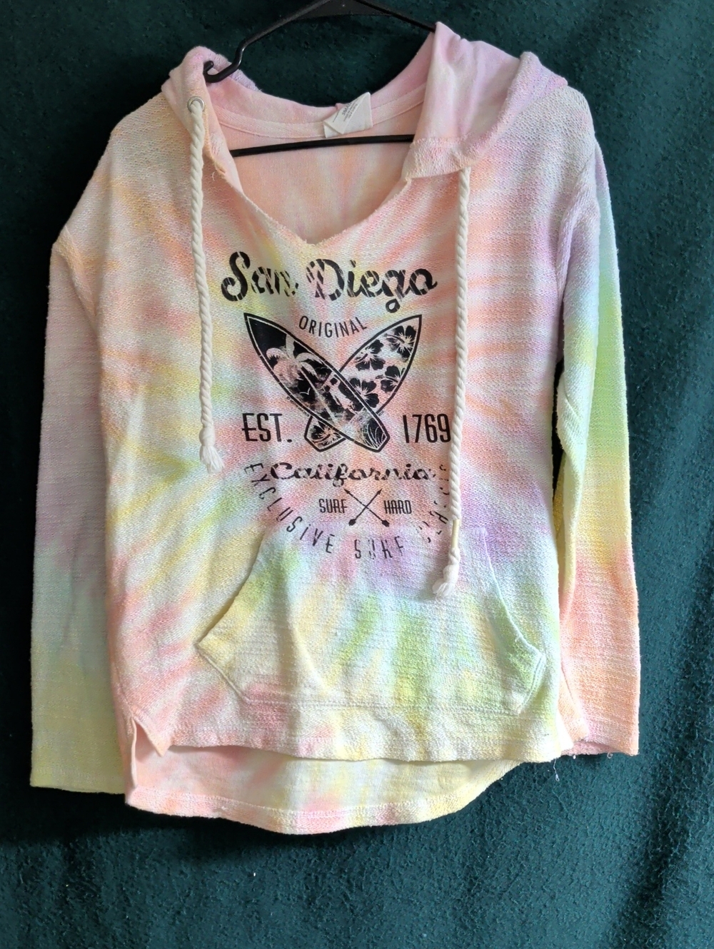 San Diego Tie-Dye Cowl Hoodie Sweater - Pastel Multi